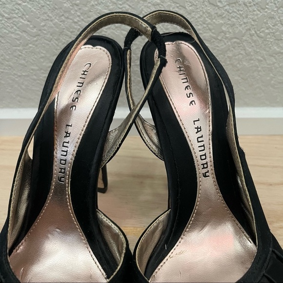 Chinese Laundry Black Ruffle Strap Stiletto Heels 5 - Picture 5 of 6